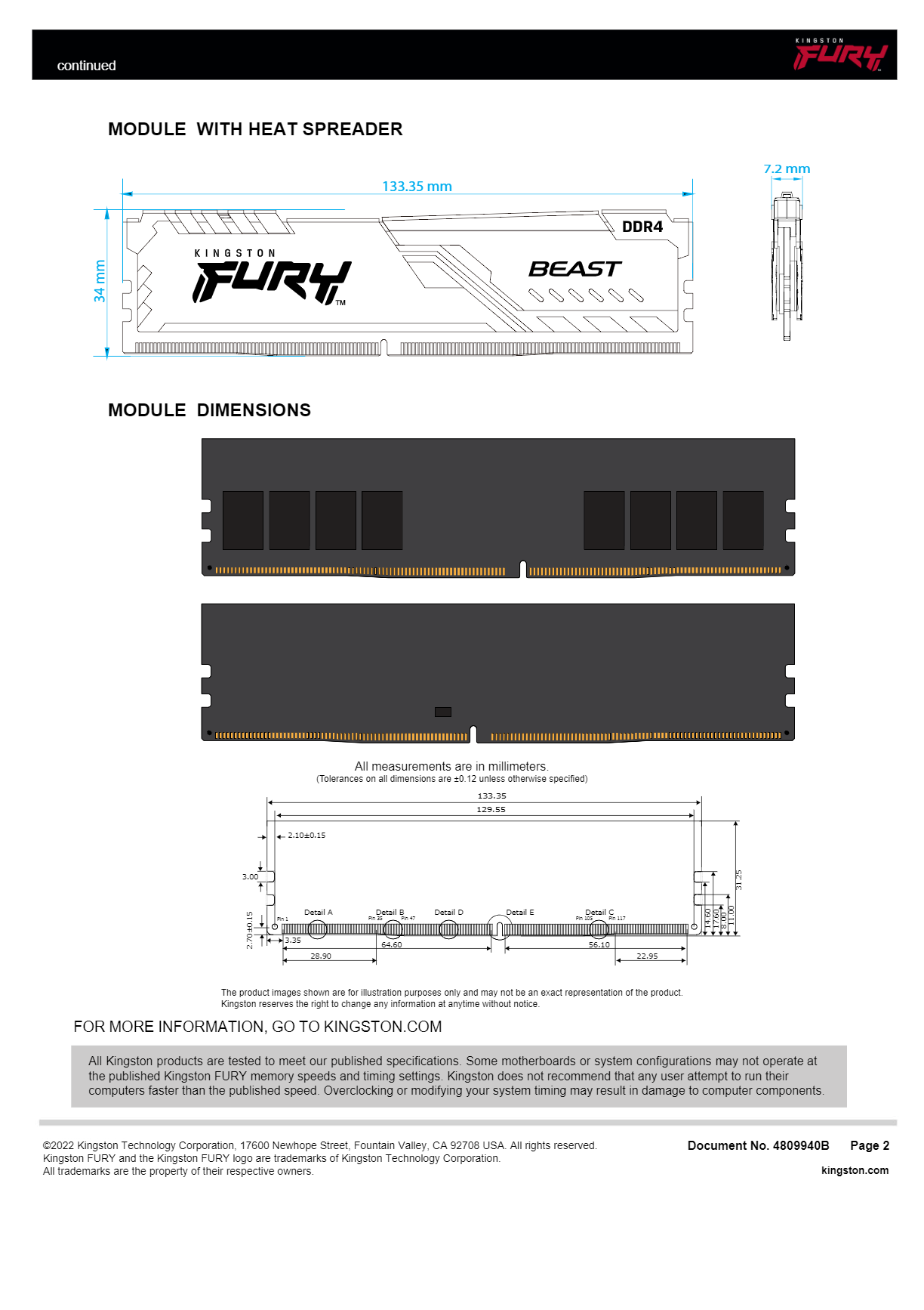 Оперативная память 16GB DDR4 3200MHz Kingston Fury Beast Black (KF432C16BB1/16)