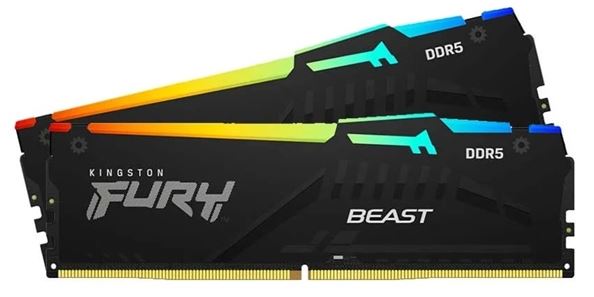 Оперативная память 16GB DDR5 5600MHz Kingston Fury Beast Black RGB (KF556C40BBAK2-16) (2x8GB KIT)