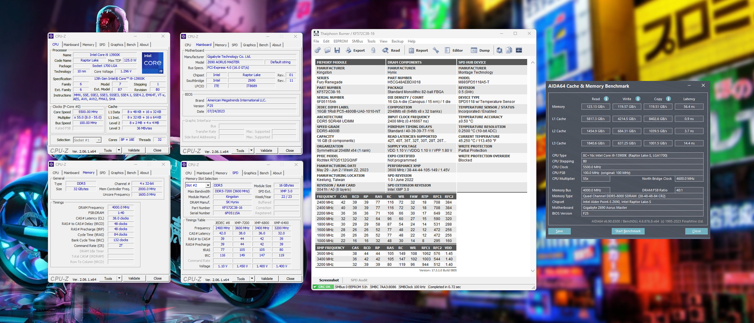 Оперативная память 32GB DDR5 7200MHz Kingston Fury Renegade White RGB (KF572C38RWAK2-32) (2x16GB KIT)