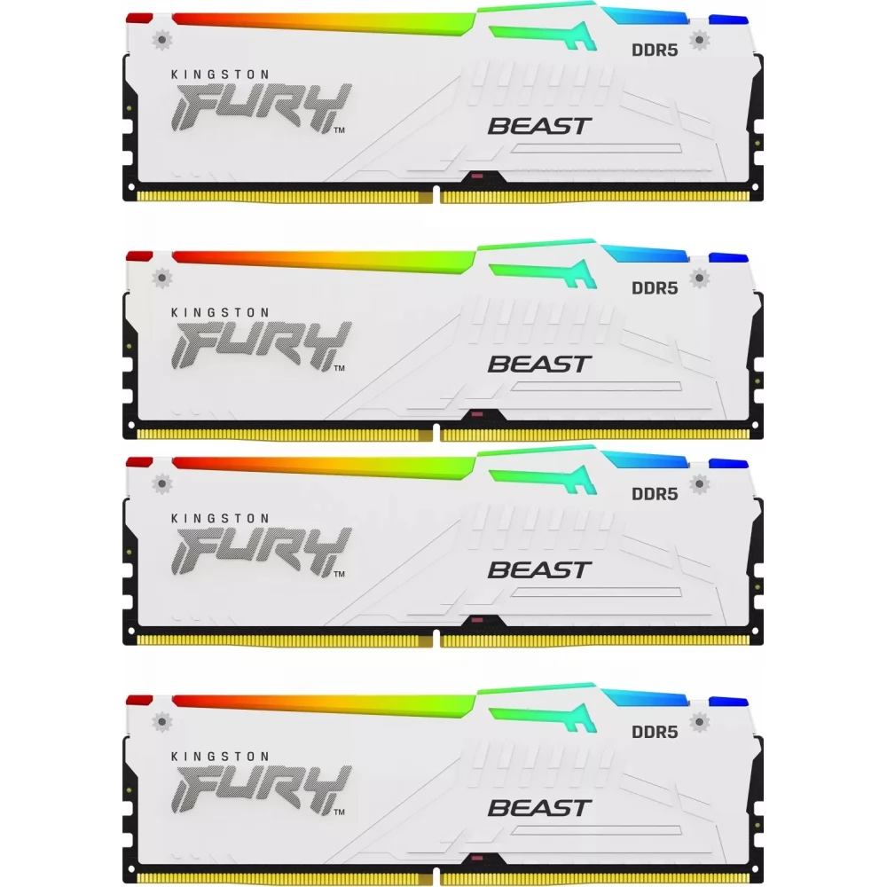 Оперативная память 64GB DDR5 6000MHz Kingston Fury Beast White RGB (KF560C40BWAK4-64) (4x16GB KIT)