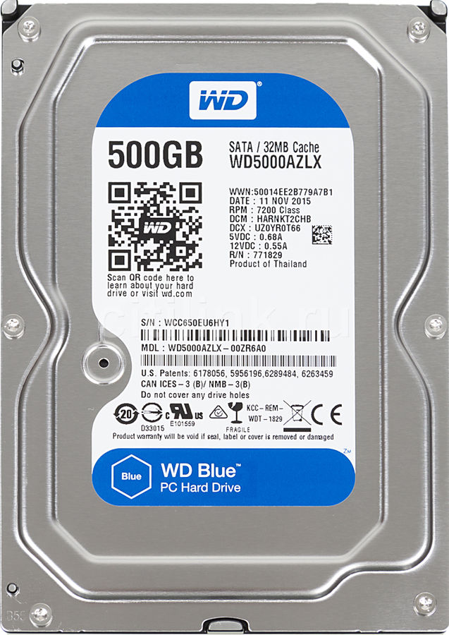 Жёсткий диск 500GB SATA-III WD Blue (WD5000AZLX)