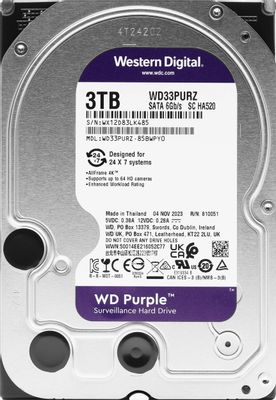 Жёсткий диск 3TB SATA-III WD Purple (WD33PURZ)