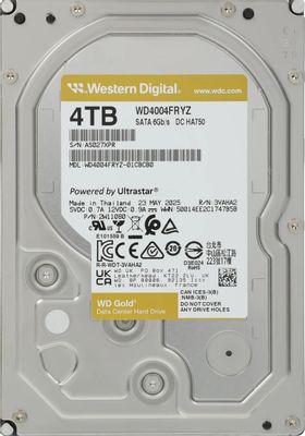 Жёсткий диск 4TB SATA-III WD Gold (WD4004FRYZ)