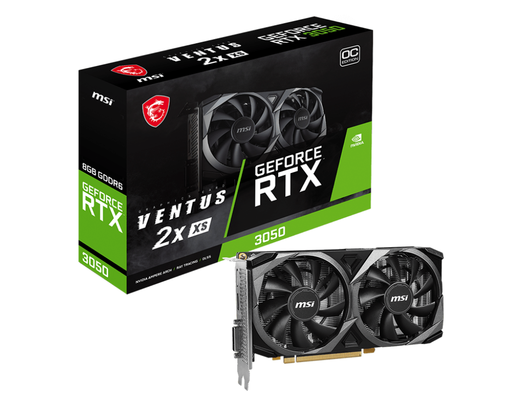 Видеокарта NVIDIA GeForce RTX 3050 MSI 8GB (RTX 3050 VENTUS 2X XS 8G OC)