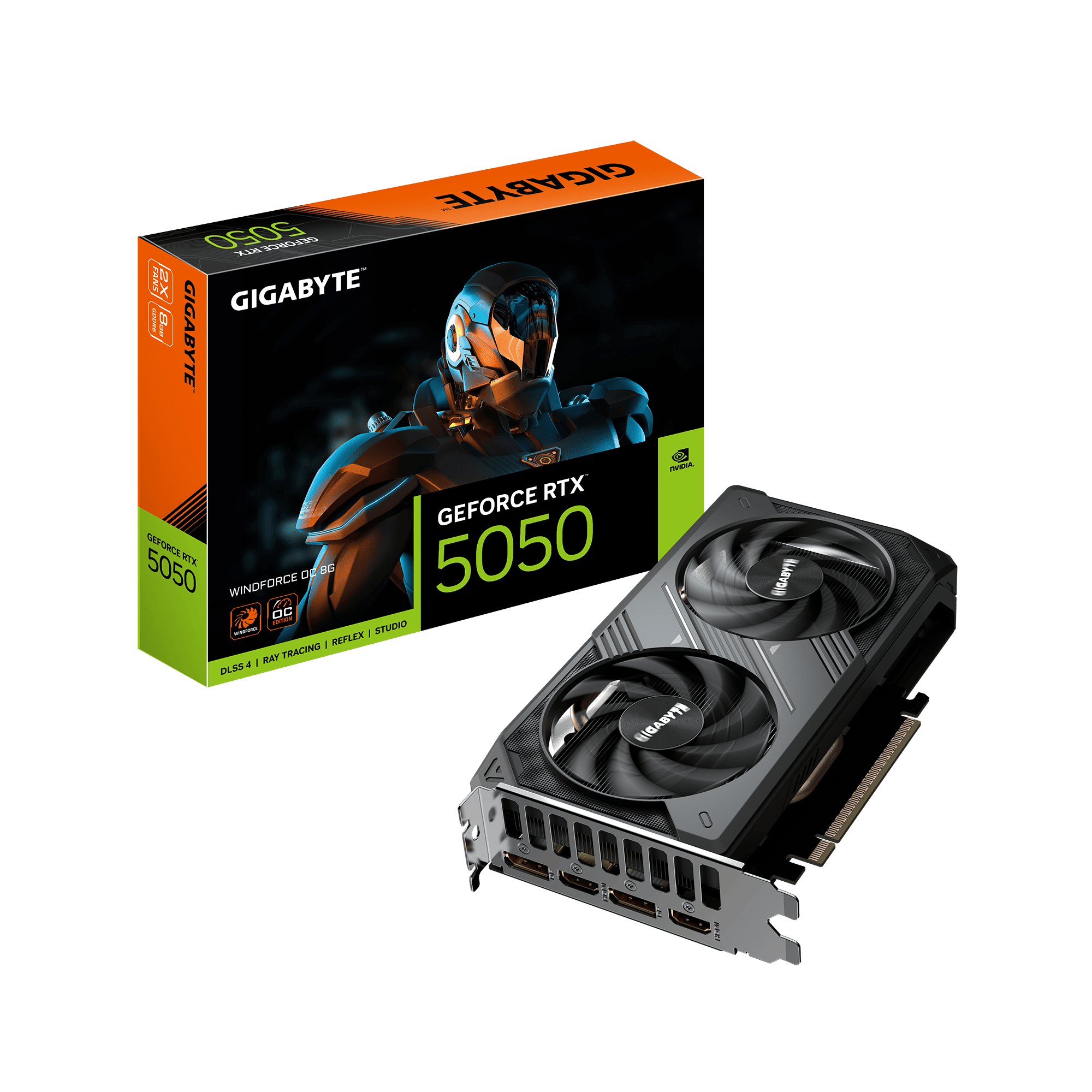 Видеокарта NVIDIA GeForce RTX 5050 Gigabyte WINDFORCE OC 8GB (GV-N5050WF2OC-8GD)