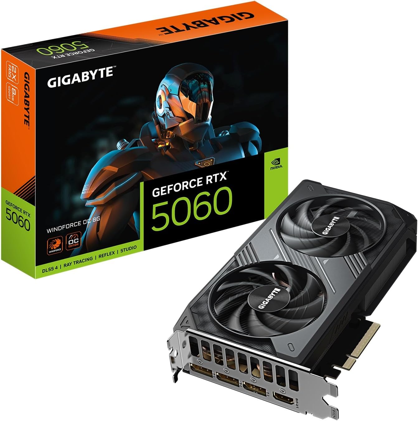 Видеокарта NVIDIA GeForce RTX 5060 Gigabyte WINDFORCE OC 8GB (GV-N5060WF2OC-8GD)