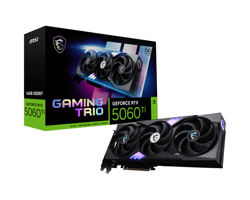 Видеокарта NVIDIA GeForce RTX 5060 Ti MSI OC 16GB (RTX 5060 Ti 16G GAMING TRIO OC)