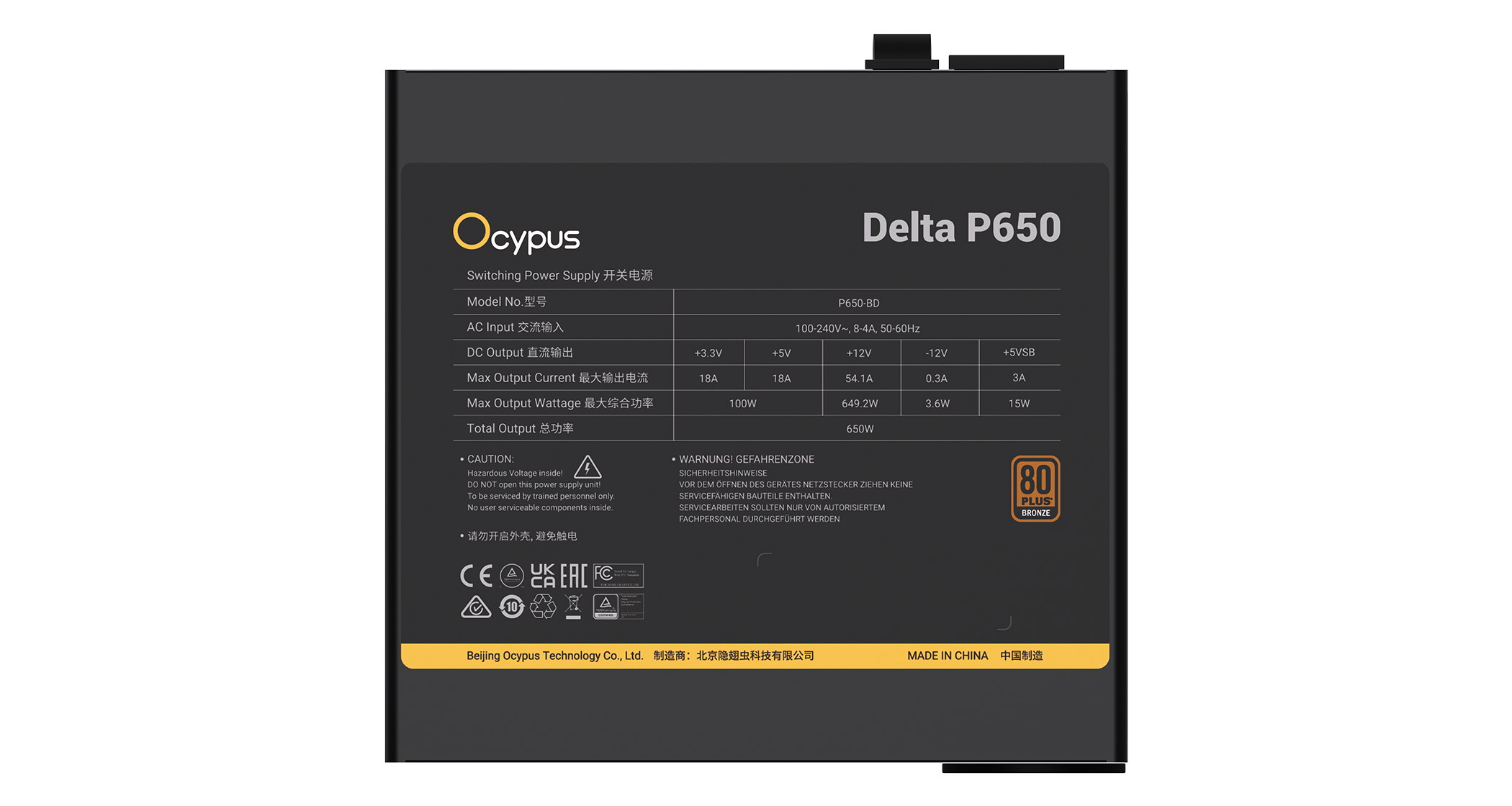 Блок питания 650W Ocypus Delta P650