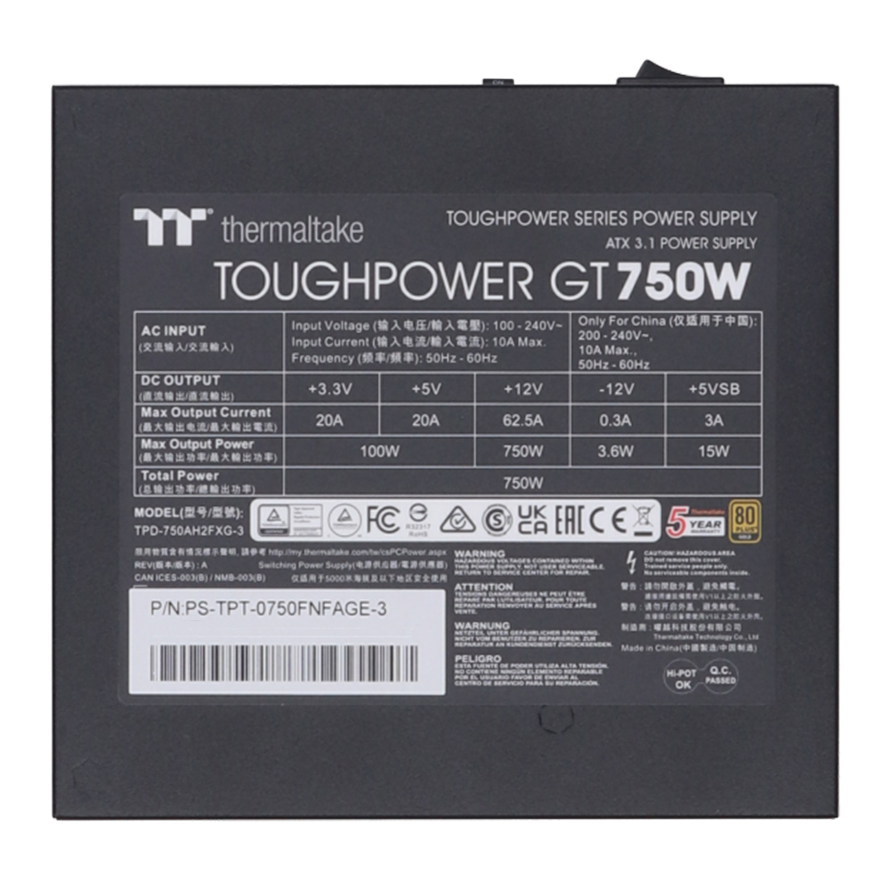 Блок питания 750W Thermaltake Toughpower GT (PS-TPT-0750FNFAGE-3)