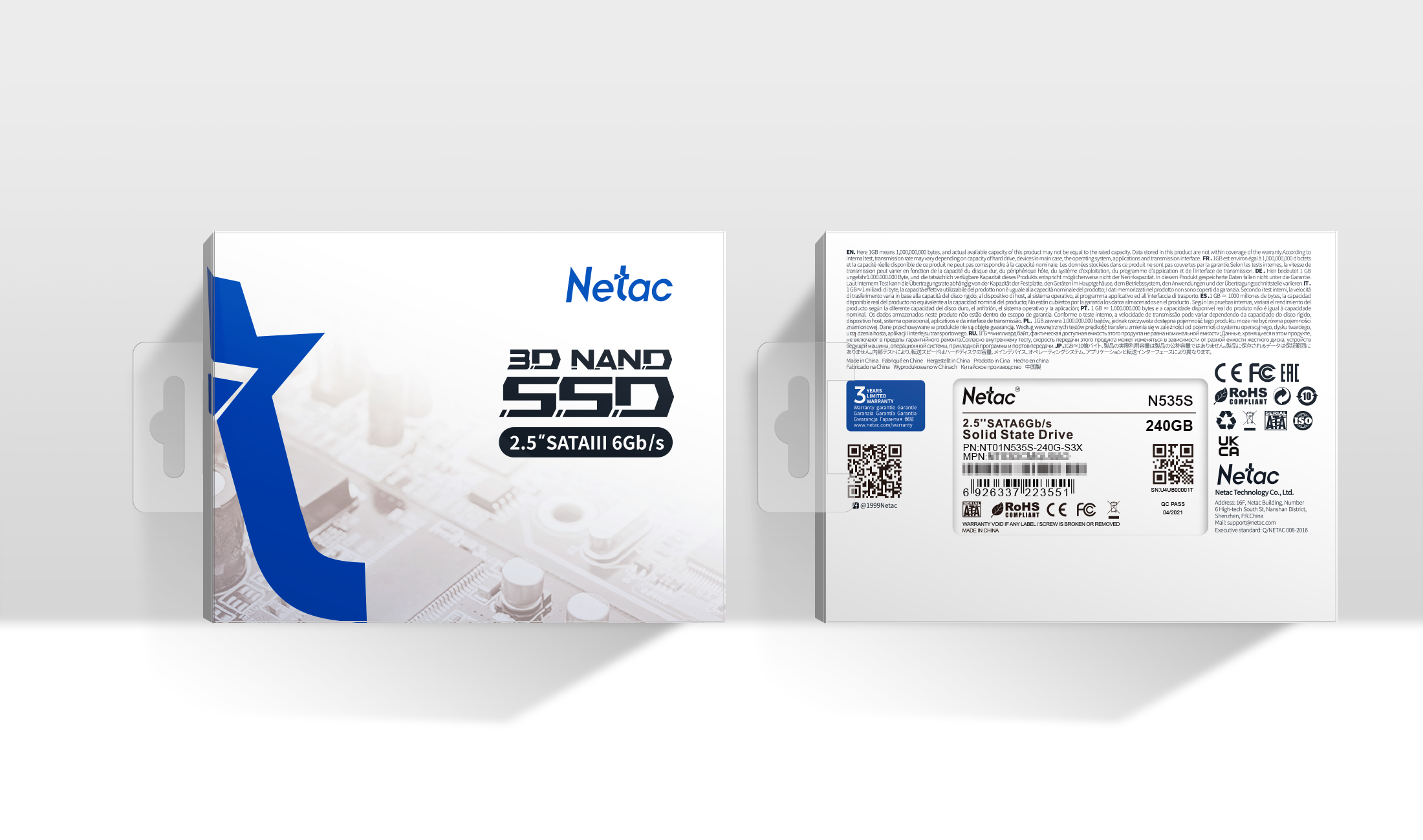 Накопитель SSD 240GB Netac N535S (NT01N535S-240G-S3X)