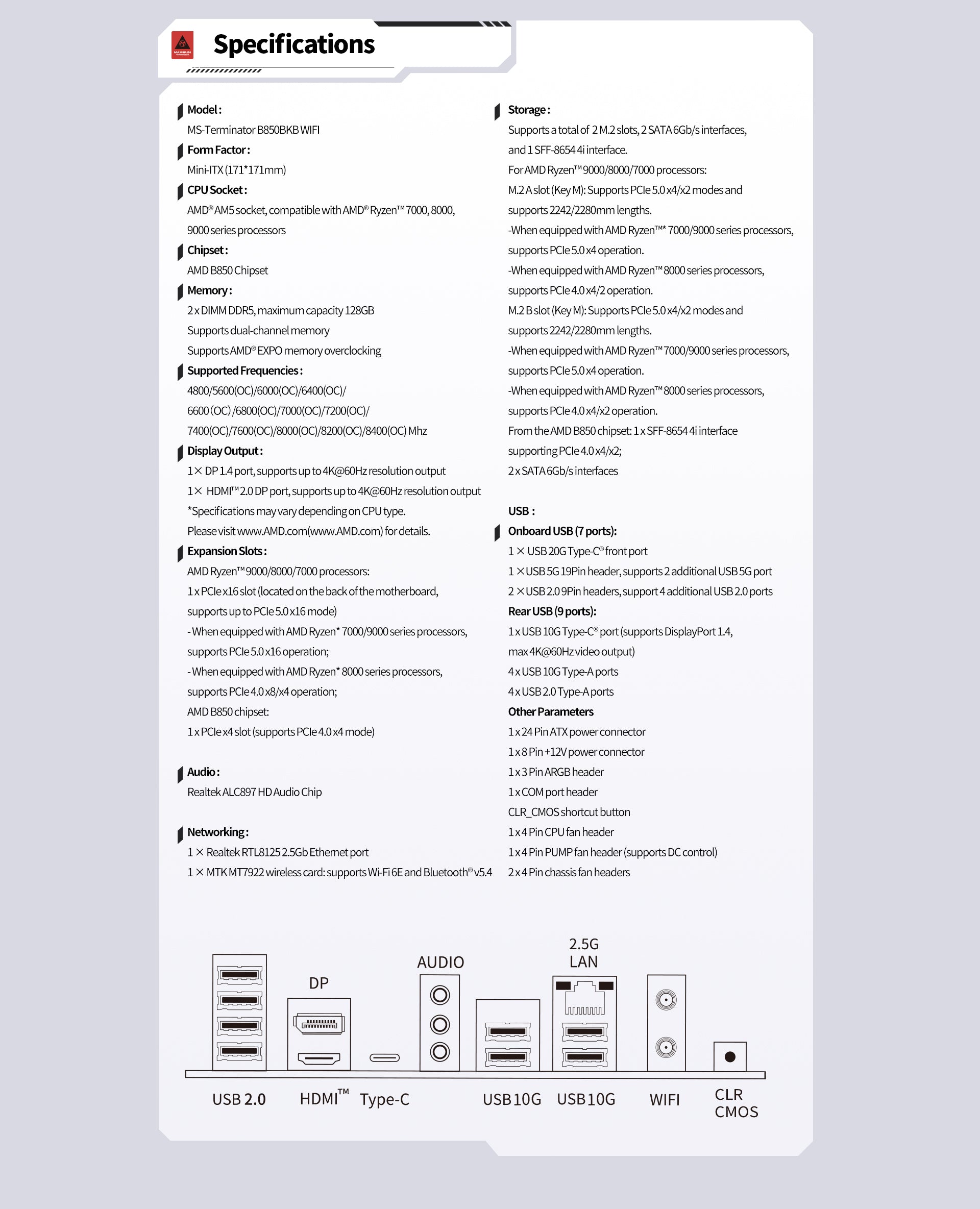 Материнская плата Maxsun Terminator B850BKB WIFI