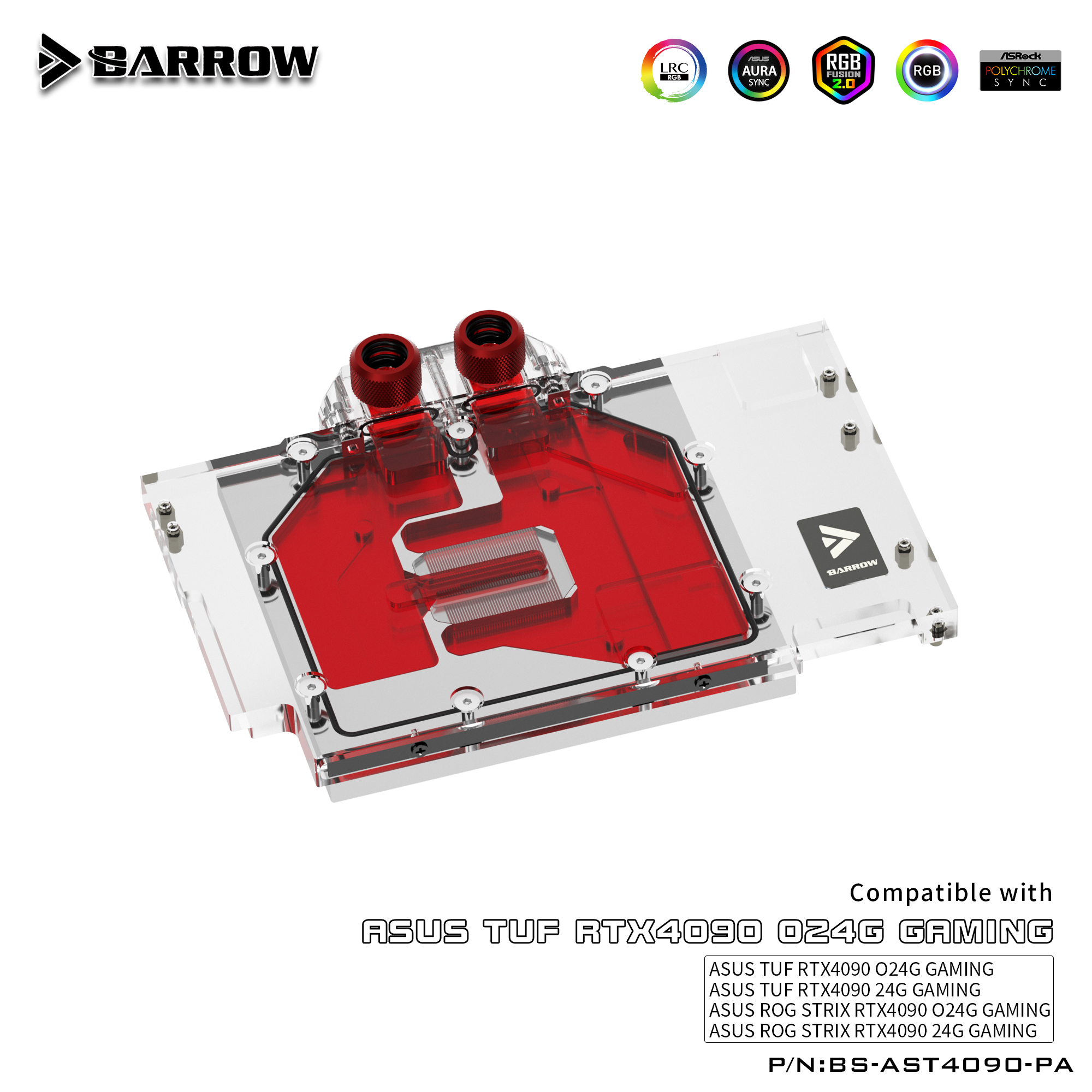 Водоблок для видеокарты Barrow BS-AST4090-PA White (BA3128)