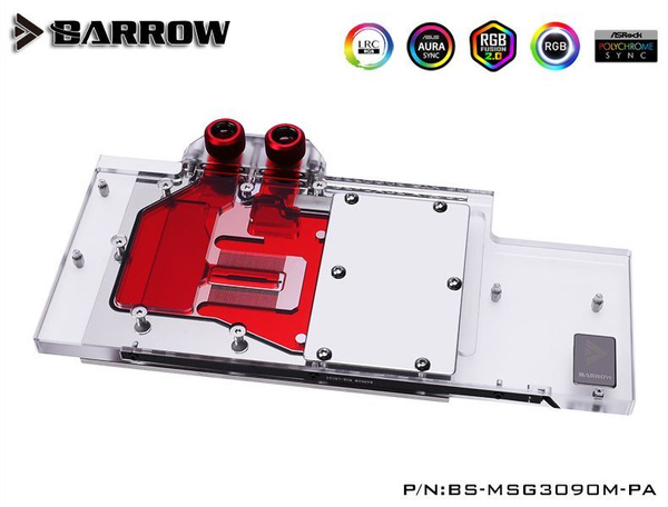 Водоблок для видеокарты Barrow BS-MSG3090M-PA B MSI Trio Backplate (BA2905)