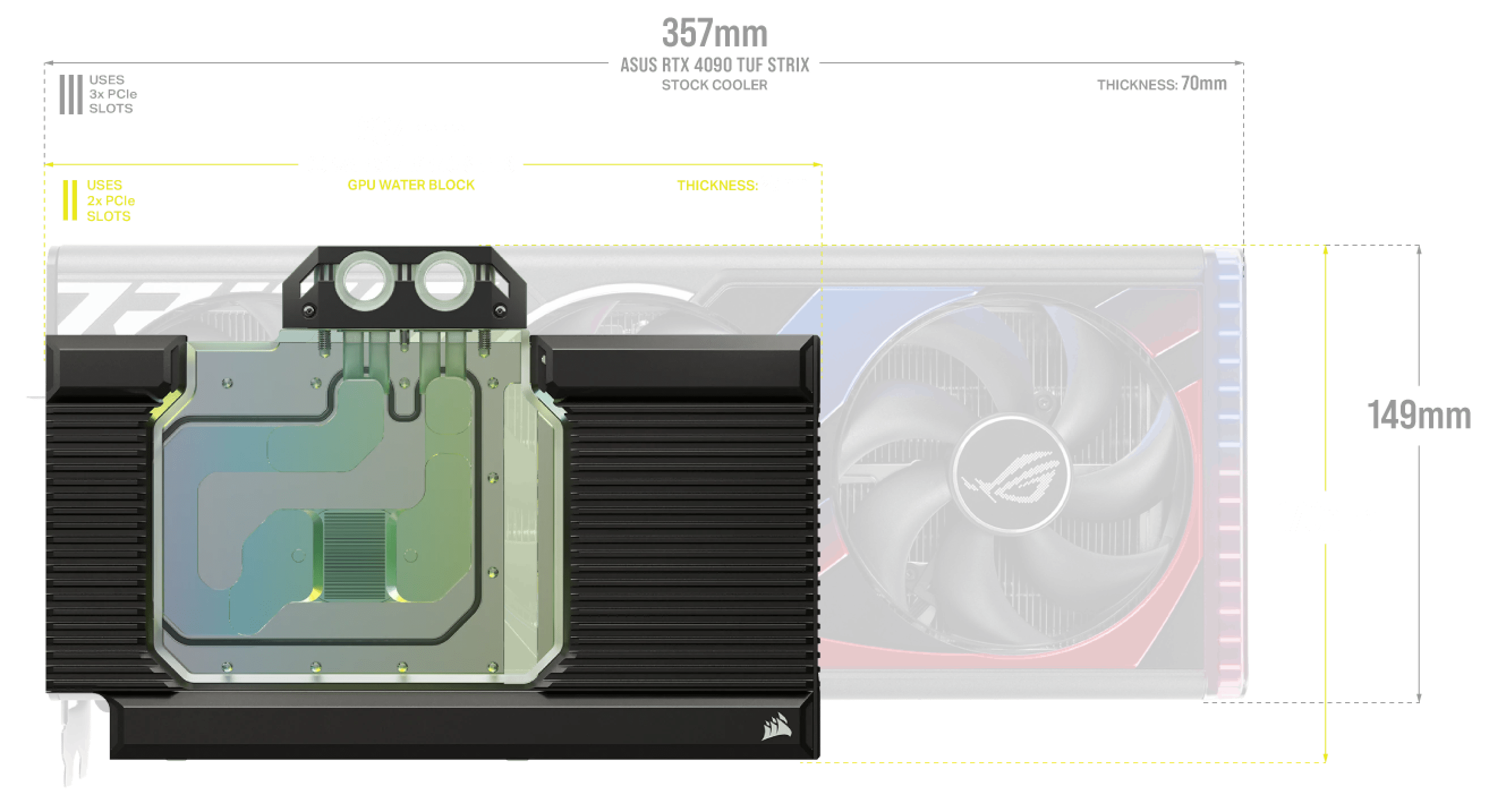 Водоблок для видеокарты Corsair Hydro X Series XG7 RGB 40-series STRIX/TUF (4090) (CX-9020020-WW)