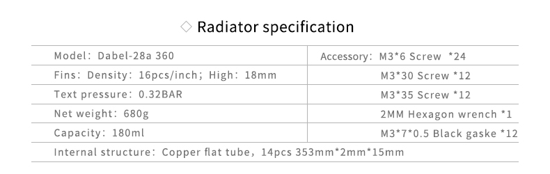 Радиатор для СЖО Barrow Dabel-28a 480 White
