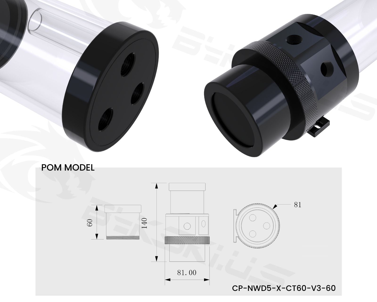 Резервуар с помпой для СЖО Bykski CP-NWD5-X-CT60-V3 POM 100MM Black (C8-0306)