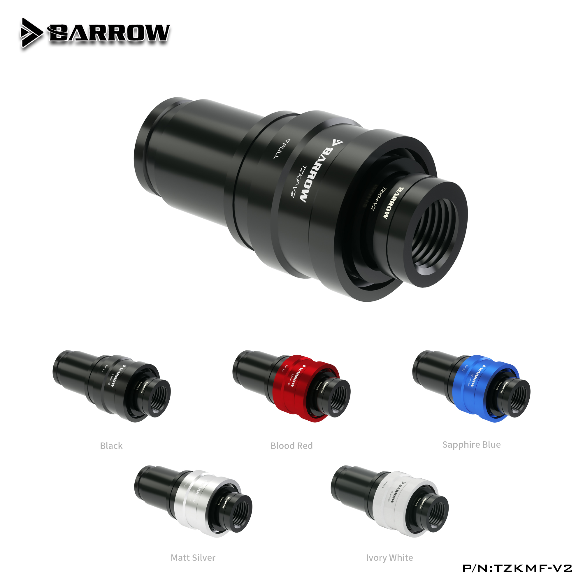 Фитинг быстросъемный для СЖО Barrow TZKMF-V2 Black (BA1108)