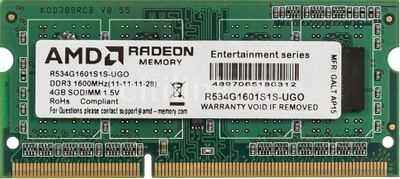 Оперативная память 4GB DDR-III 1600MHz AMD SO-DIMM (R534G1601S1S-U) RTL