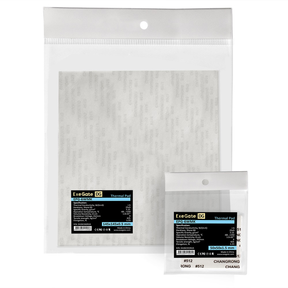 Термопрокладка ExeGate 50x50x1.5мм (EPG-6WMK)