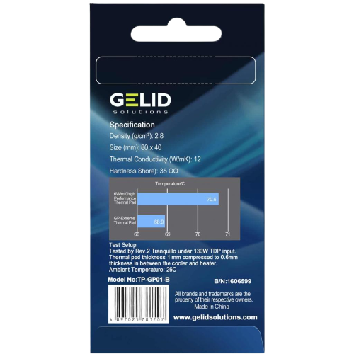 Термопрокладка GELID GP Extreme, 80x40x1.5 mm