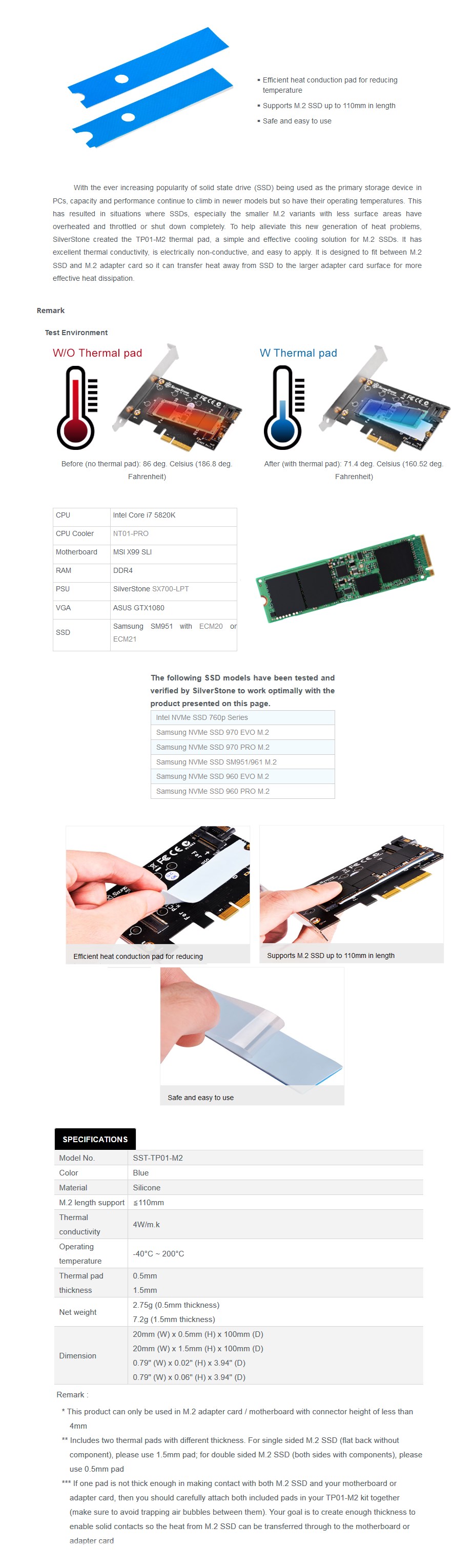 Термопрокладка Silverstone TP01-M2 100x20мм, 2 шт.